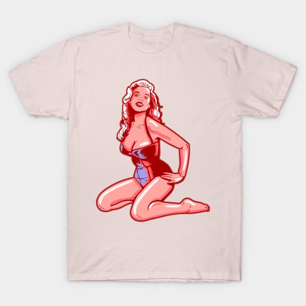 Pink Bombshell pin up girl T-Shirt by silentrob668